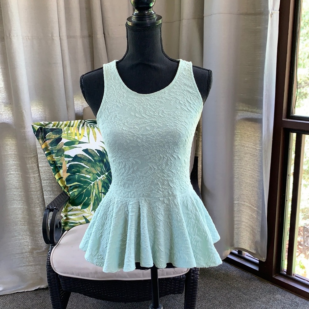 Mint Peplum Top